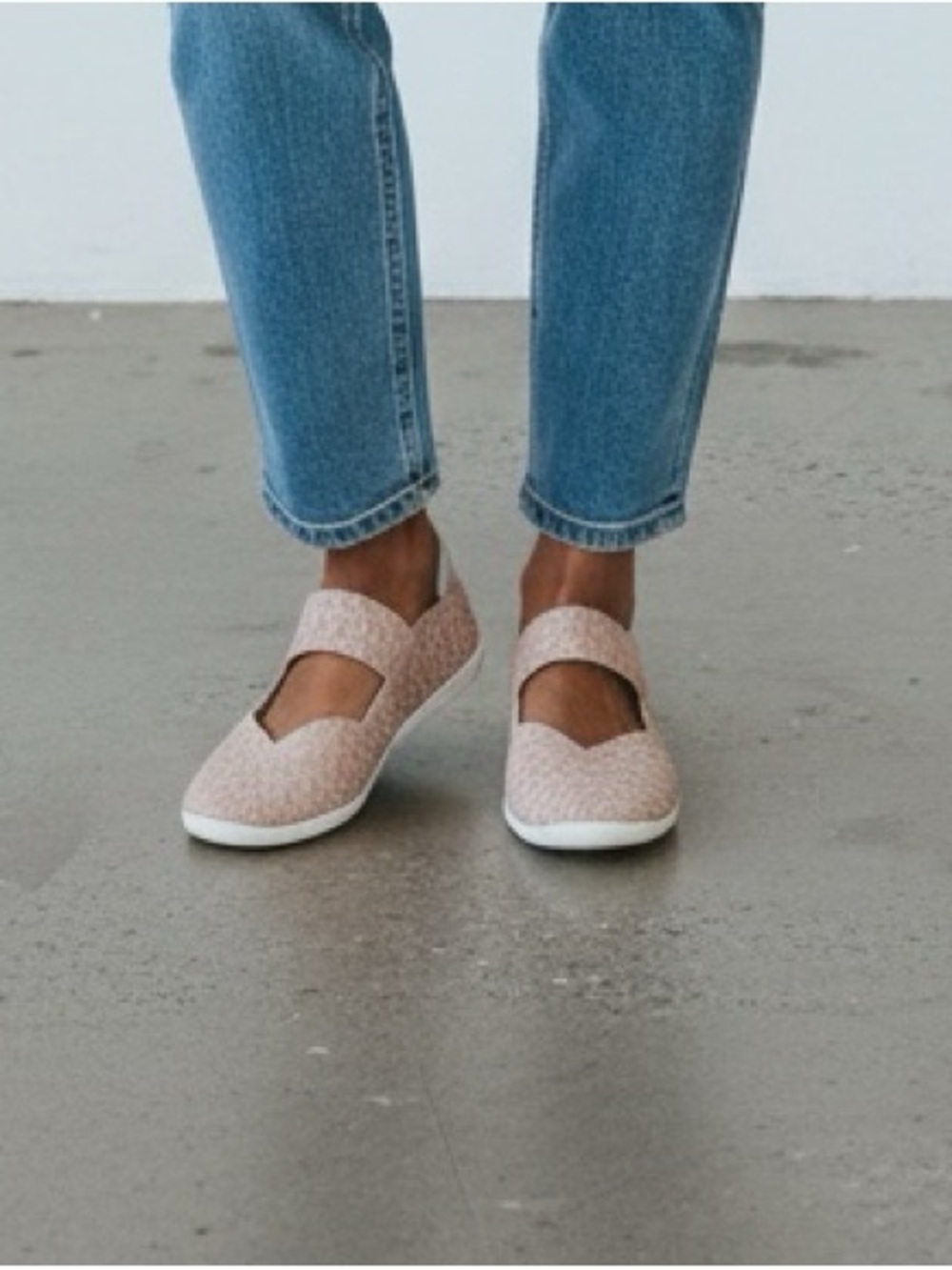 Bernie Mev Pink Beige Woven Flats Womens Stretch Comfort New In Box
